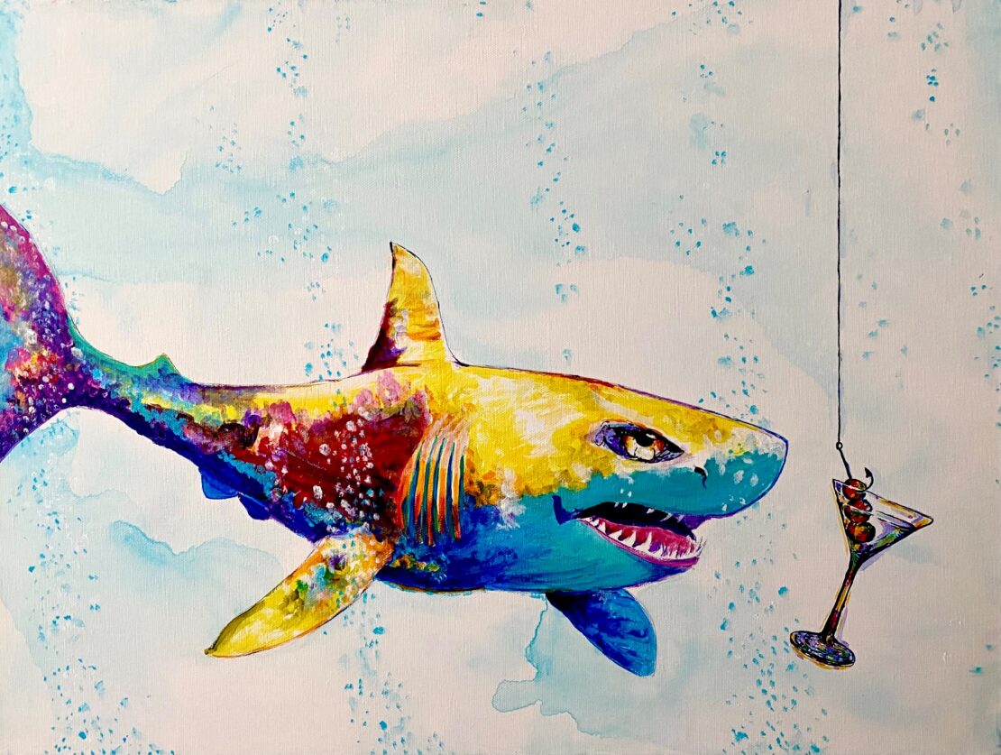 One Sharktini Coming Up - Jose Antonio Ayala - 18" x 24" - Acrylic on Gallery Wrapped Canvas