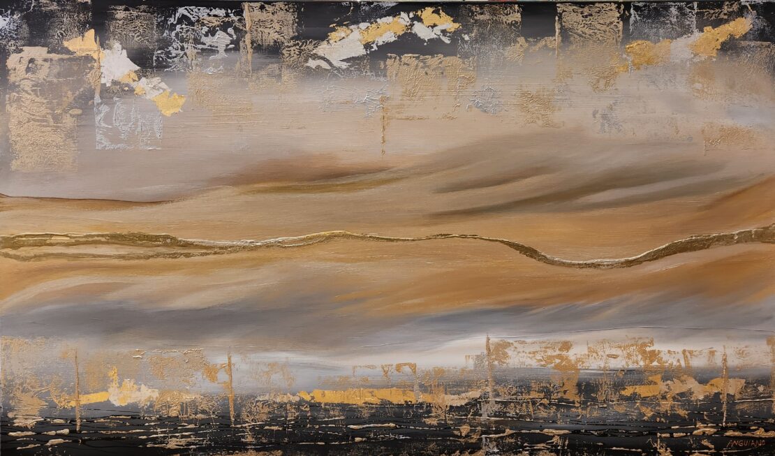 Shimmering Sunset - Kim Anguiano - 60" x 36" - Mixed Media on Canvas