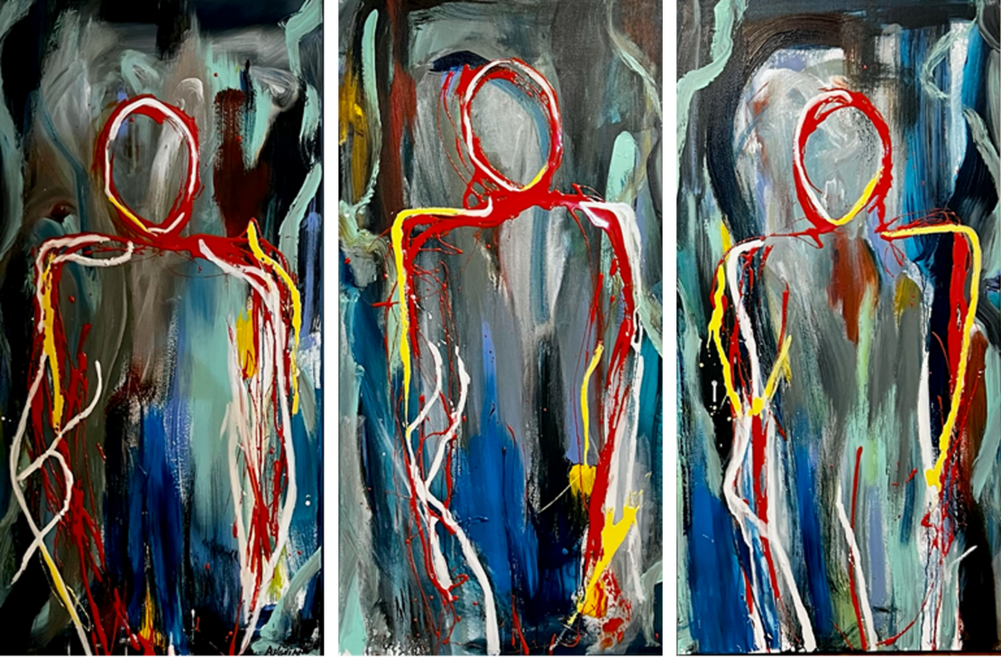 Winner Shares All - Kim Anguiano - 48" x 76.5" - Mixed Media on Canvas (triptych)