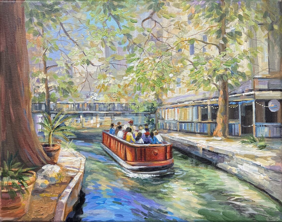 River Walk Boat Tour - Olha Mosieieva - 11" x 14" - Oil on Canvas