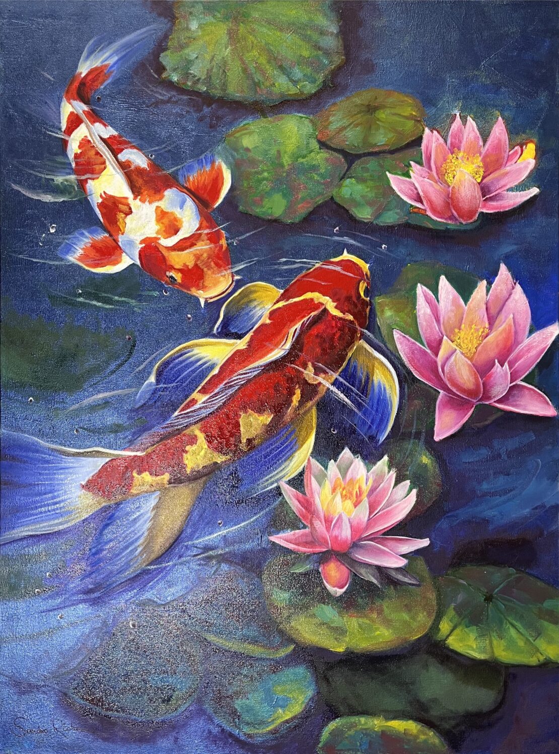 The Koi Fish - Sandra Richmond - 40" x 30" - Oil & Acrylic on Canvas