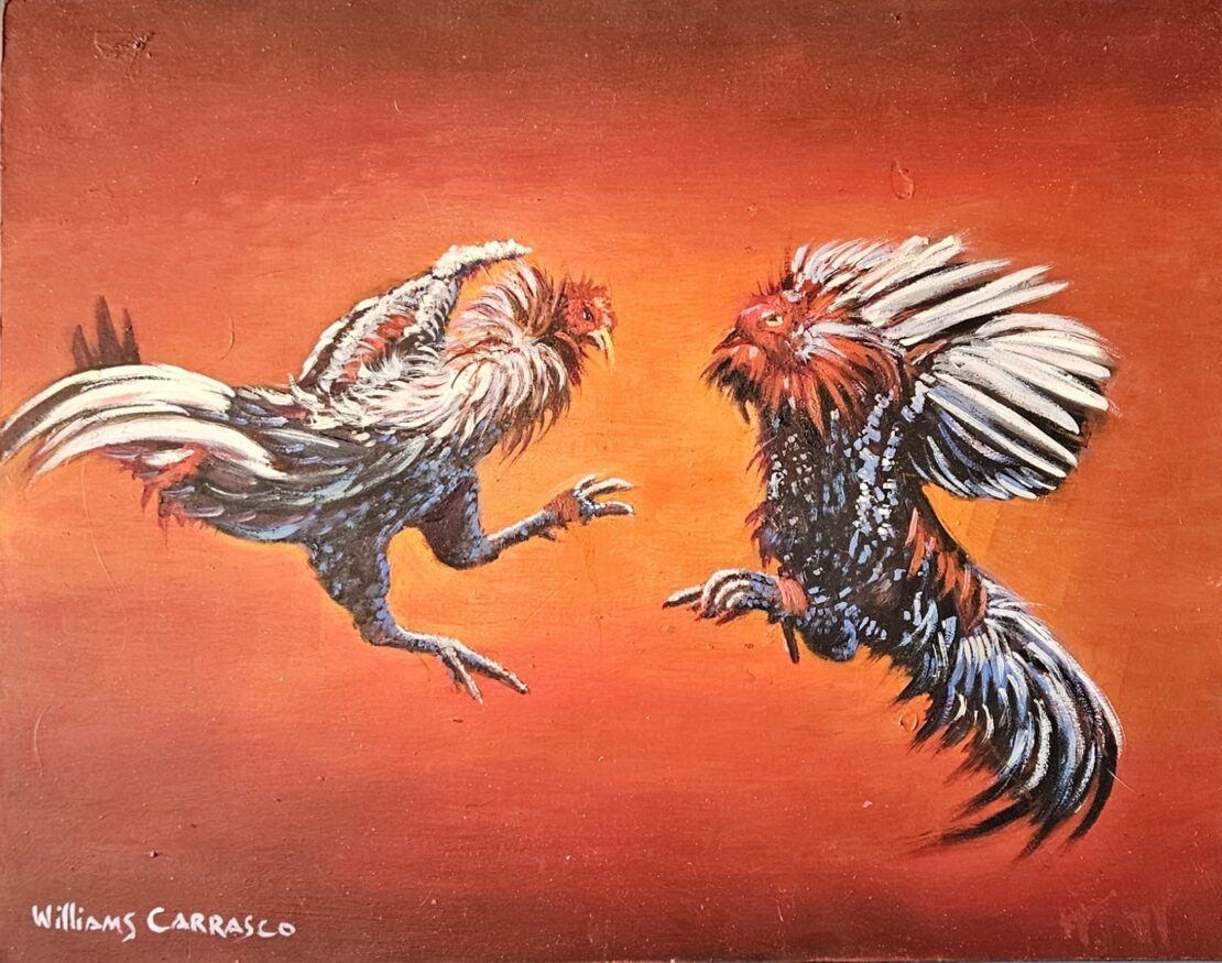 Pelea de Gallos 3 - Wilian Carrasco - 11" x 14" - Oil on Wood