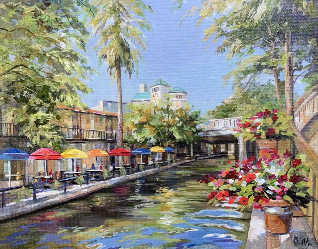 River Walk Bridge IV - Olha Mosieieva - 11" x 14" - Oil on Canvas`