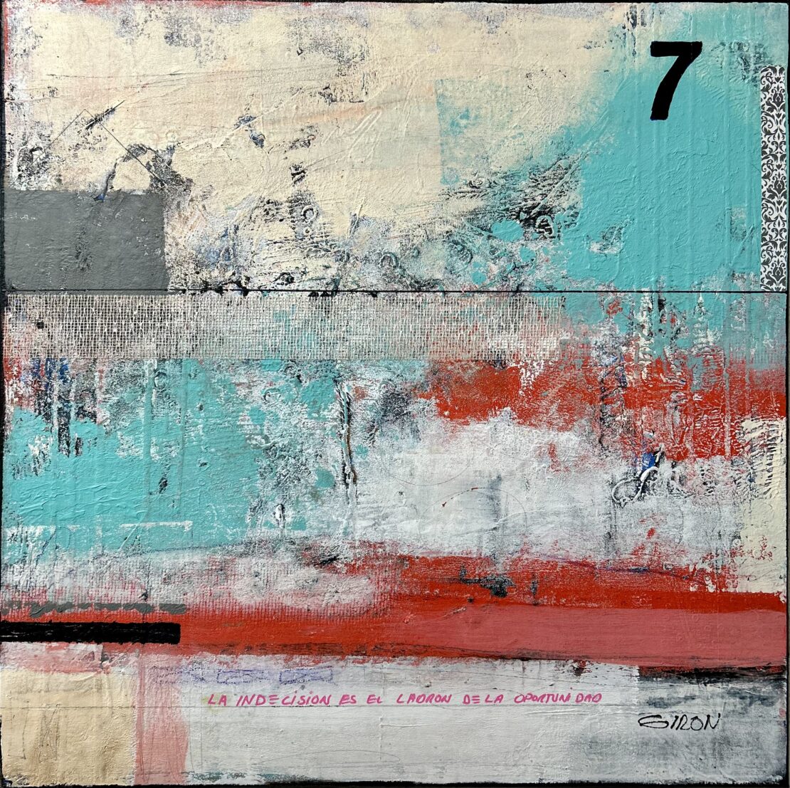 Lucky Seven - Fernando Giron - 30" x 30" - Mixed Media on Canvas