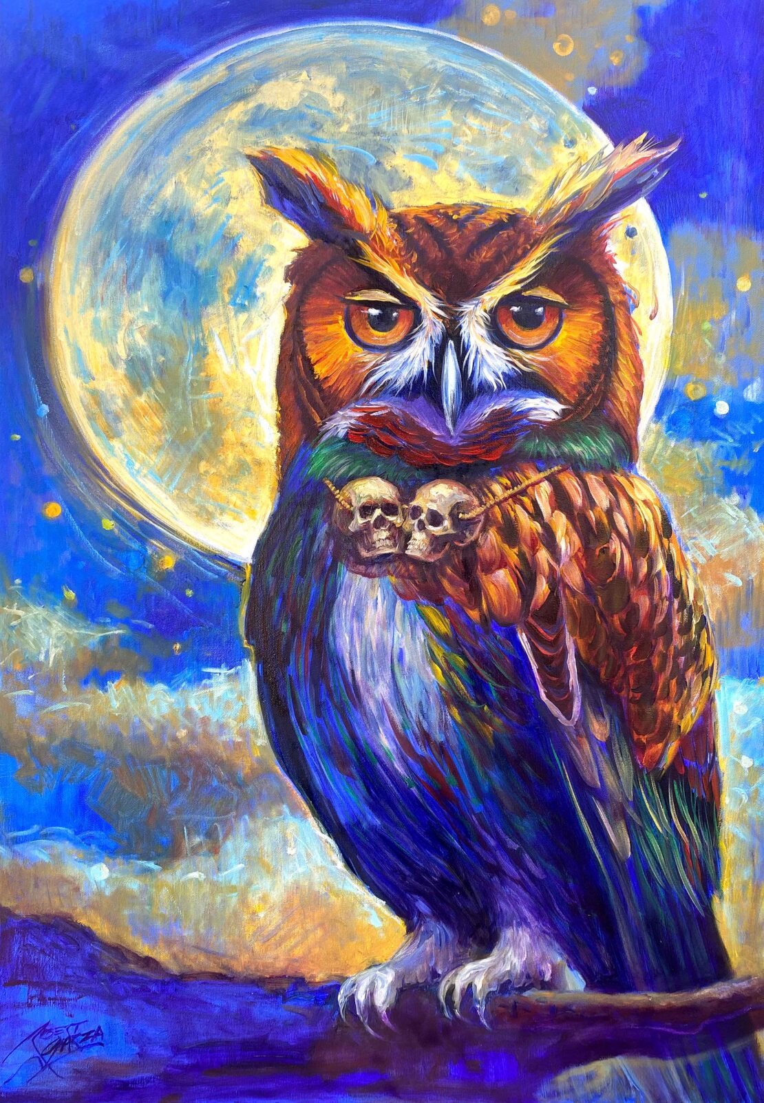 Night Guardian - Robert Garza - 36” x 24” - Acrylic & Oil on Canvas