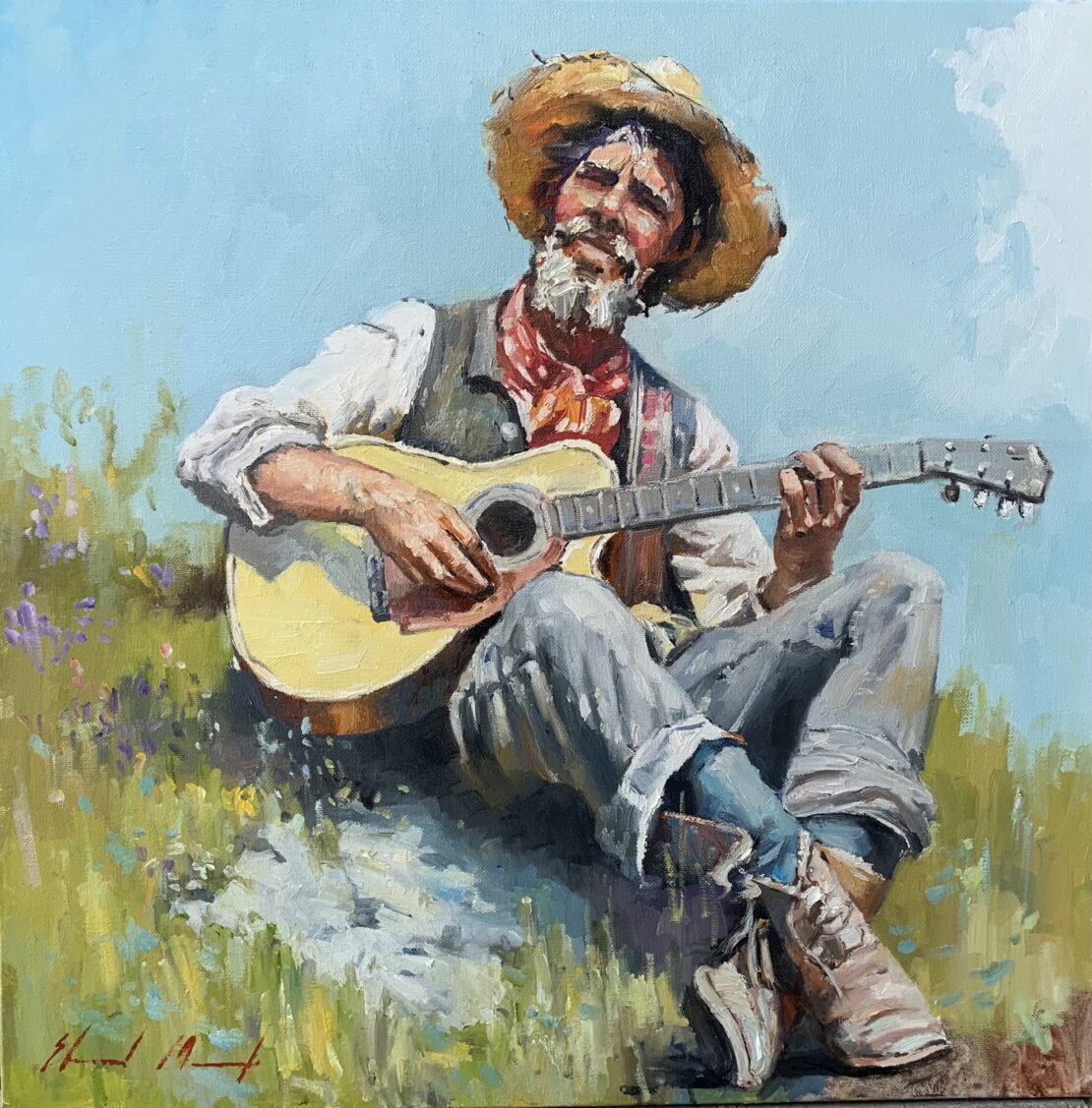 Melody Under the Sun - Yevhenii Mosieiev - 20" x 20" - Oil on Canvas