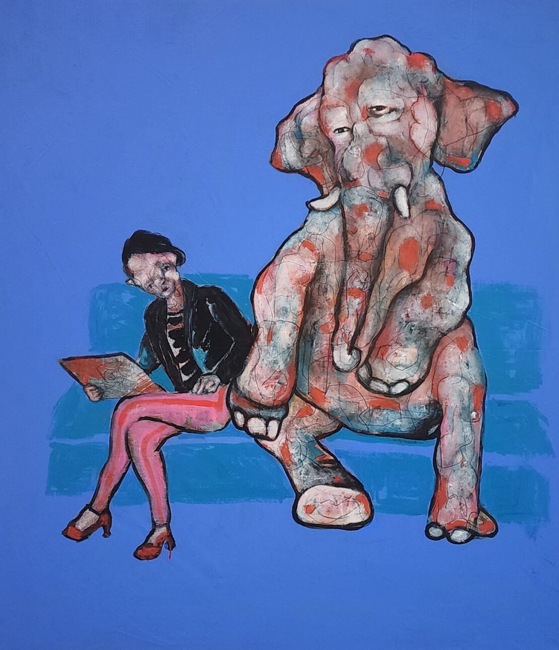 Elephant in the Room - RRicardo - 47" x 43" - Acrylic on Canvas