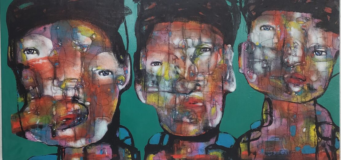 Three Guys - RRicardo - 33.5" x 68.5" - Acrylic on Canvas