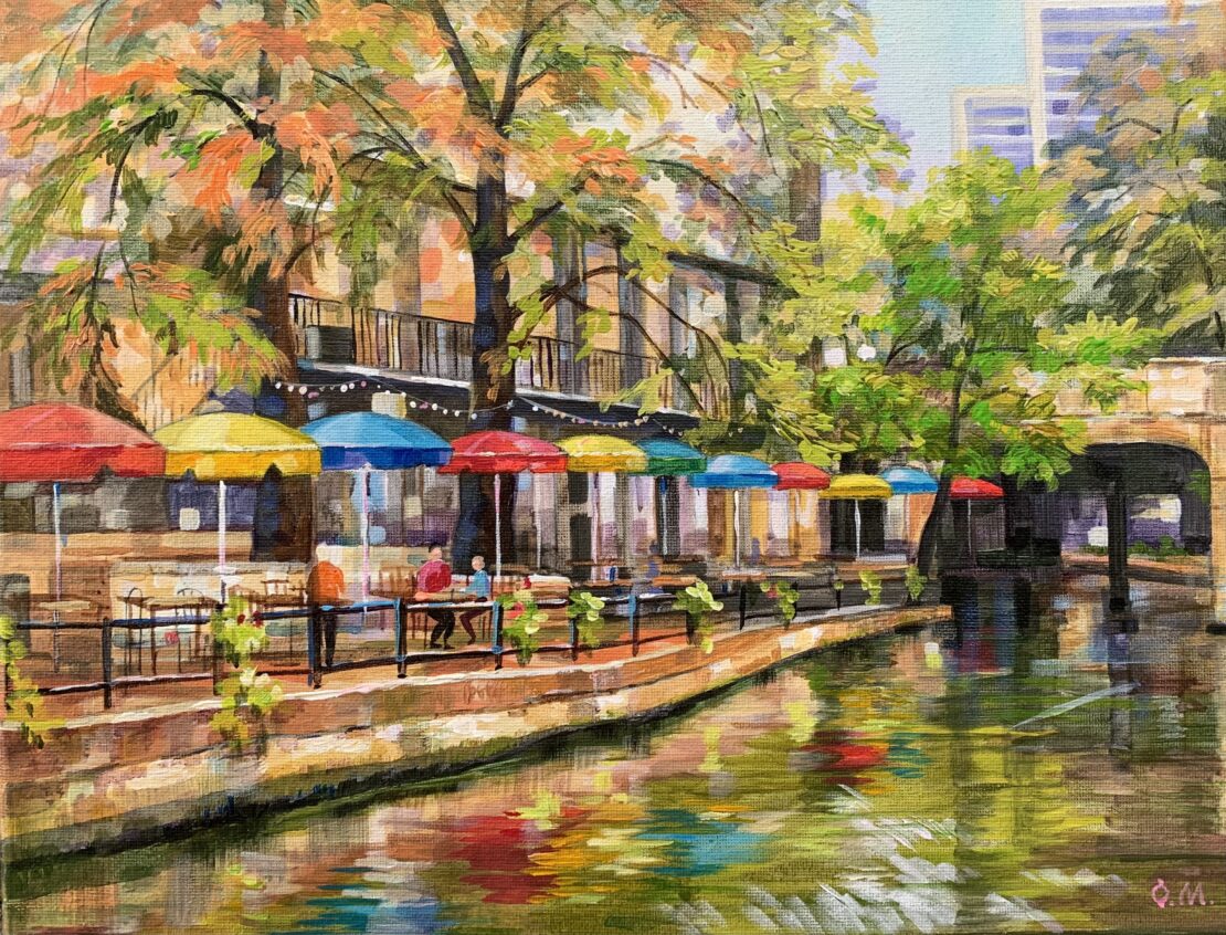 Colors of the Riverwalk - Olha Mosieieva - 11'' x 14'' - Oil on Canvas