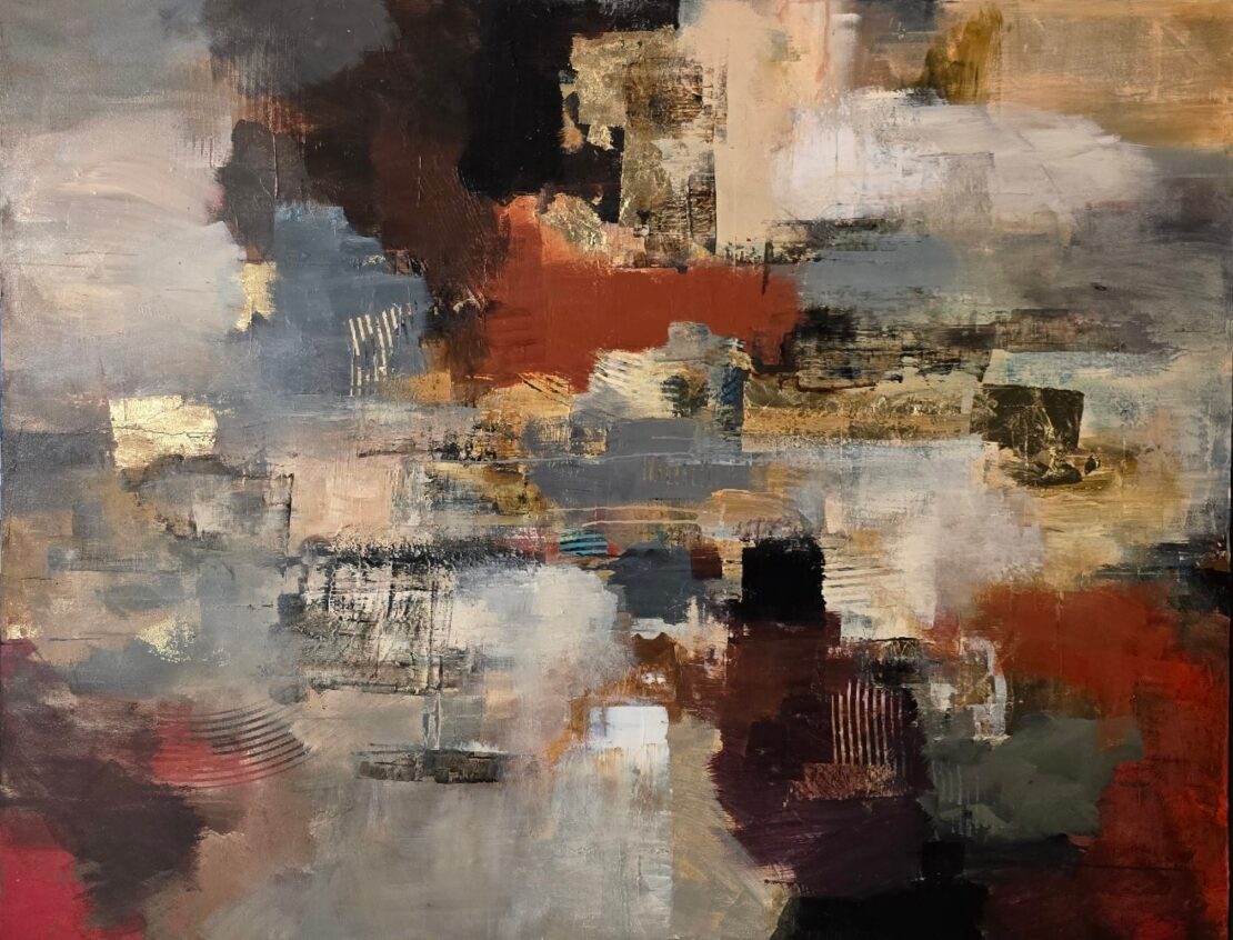 Scarlet Flame Horizons - Justin McHenry - 48" x 60" - Mixed Media on Canvas