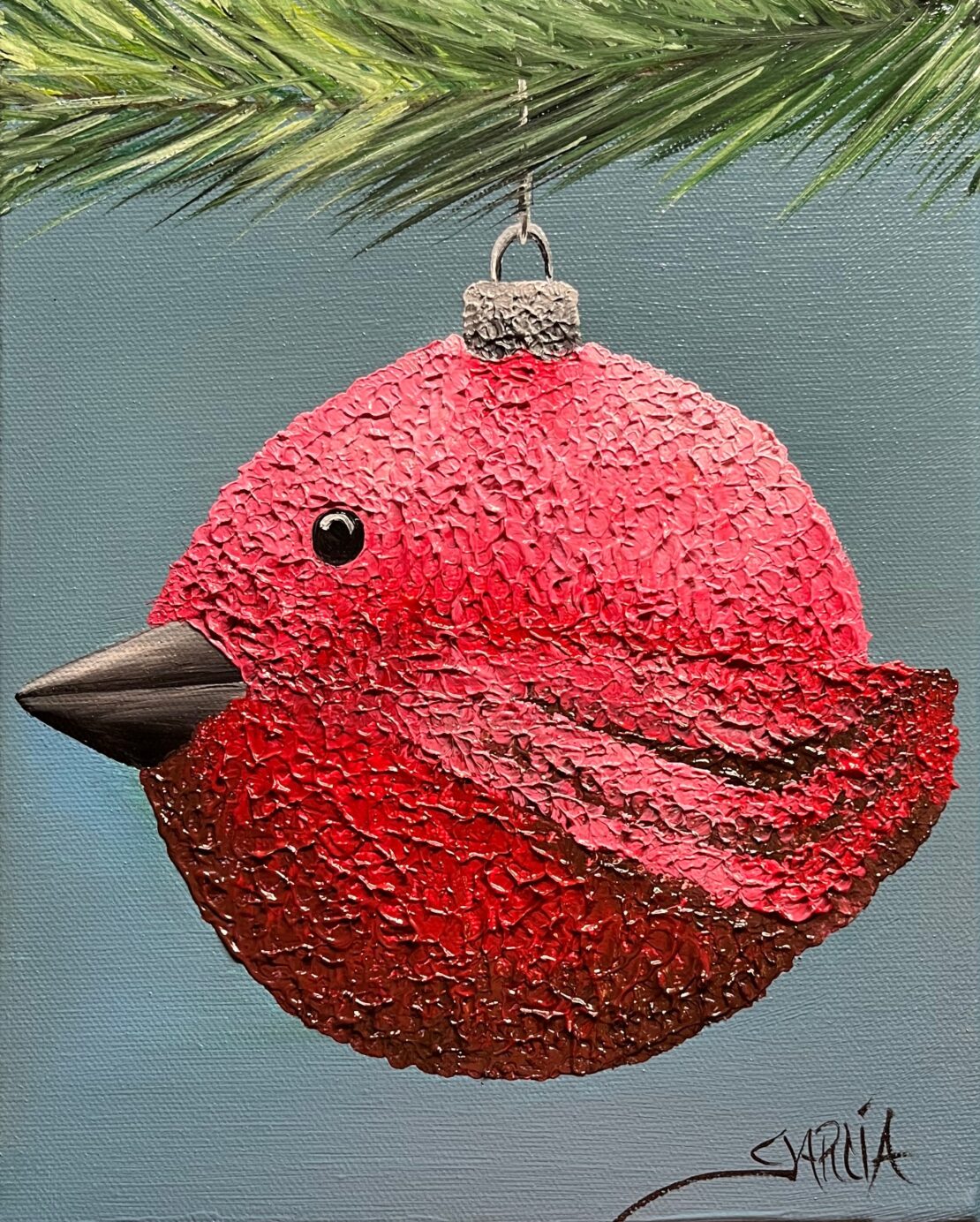 Ornament Chickadee - Antonio (Tony) Garcia - 10" x 8" - Oil on Canvas