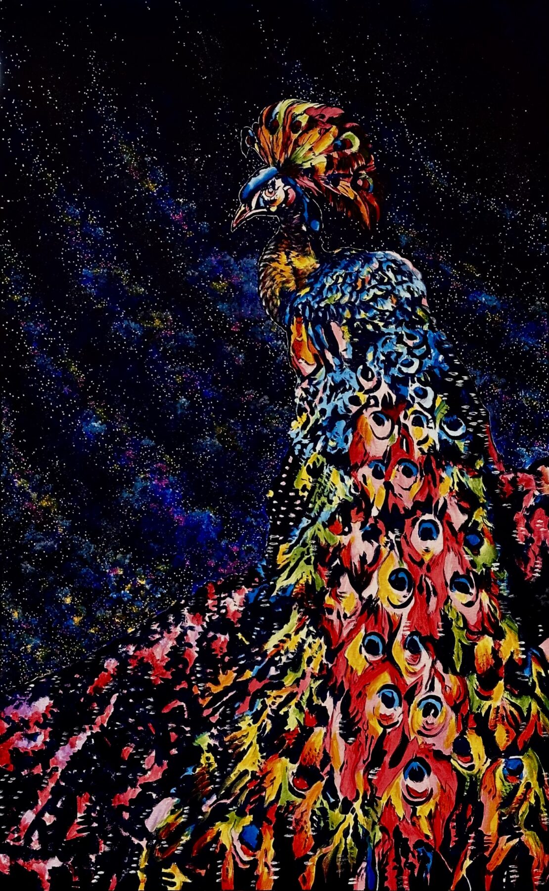 Regal Peacock - Jose Antonio Ayala - 48" x 30" - Acrylic on Canvas Gallery Wrapped