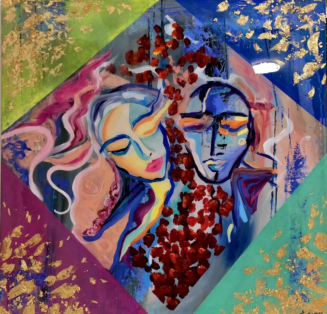 Together - Kim Anguiano - 36" x 36" - Mixed Media on Canvas