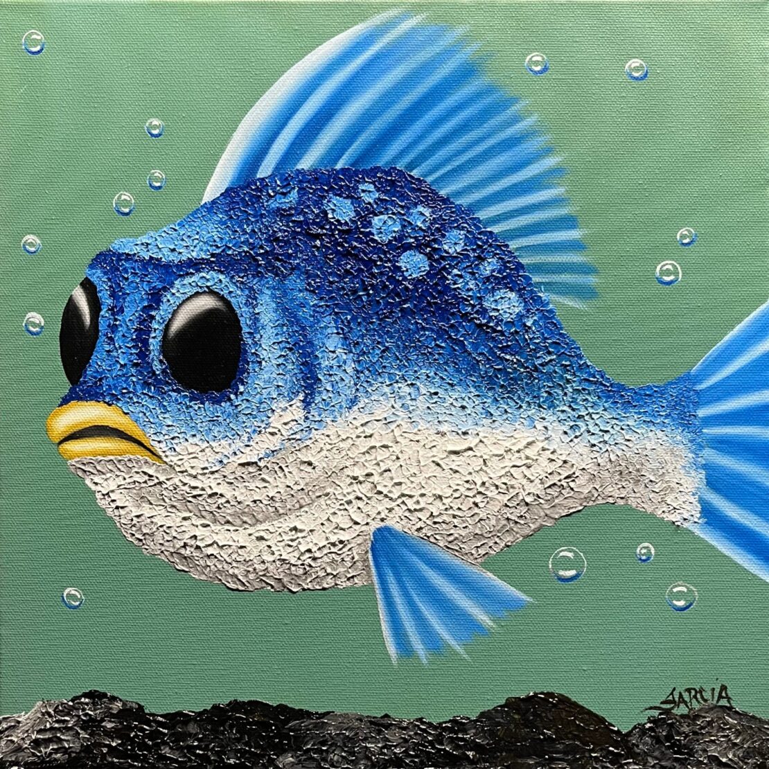 Blue Guppy - Antonio (Tony) Garcia - 12" x 12" - Oil on Canvas (Textured)