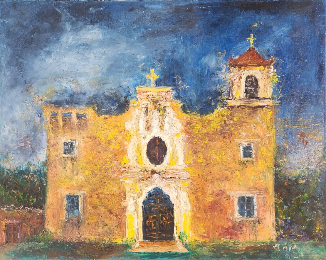 San Jose Mission Lights - Joao Quiroz - 16" x 20" - Oil on Canvas