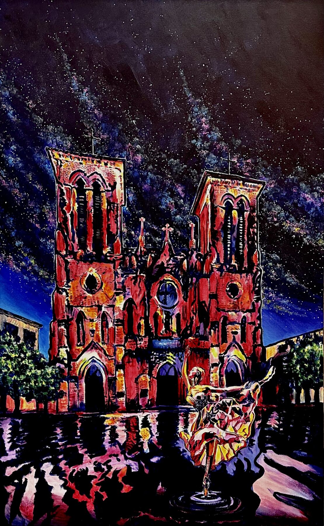 Starlight San Fernando Cathedral - Jose Antonio Ayala - 48" x 30" - Acrylic Gallery Wrapped on Canvas