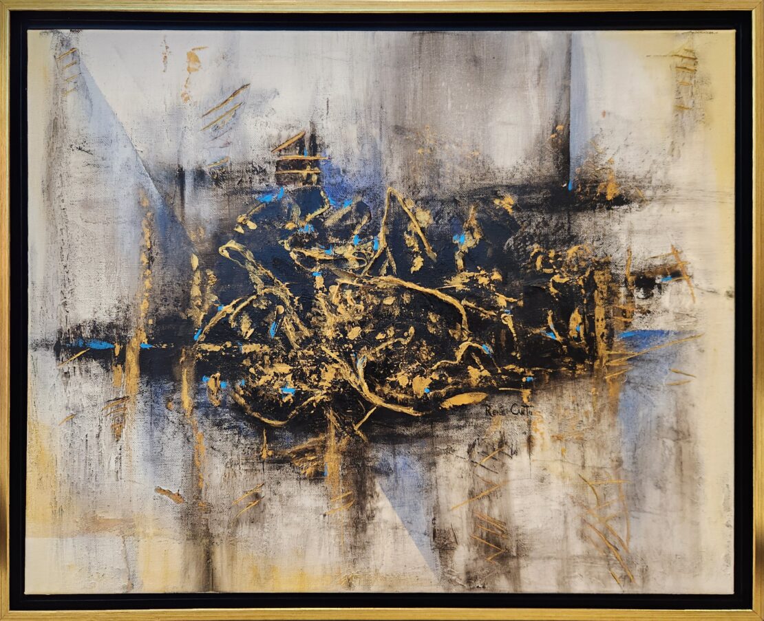 Golden Reverberations - Rene Cantu - 17.5" x 21.5" - Acrylic on Canvas