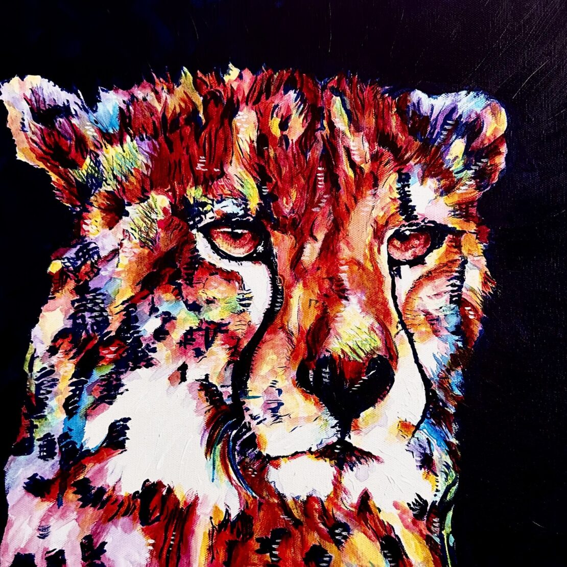 Cheetah - Jose Antonio Ayala - 14” x 14” - Acrylic on Canvas