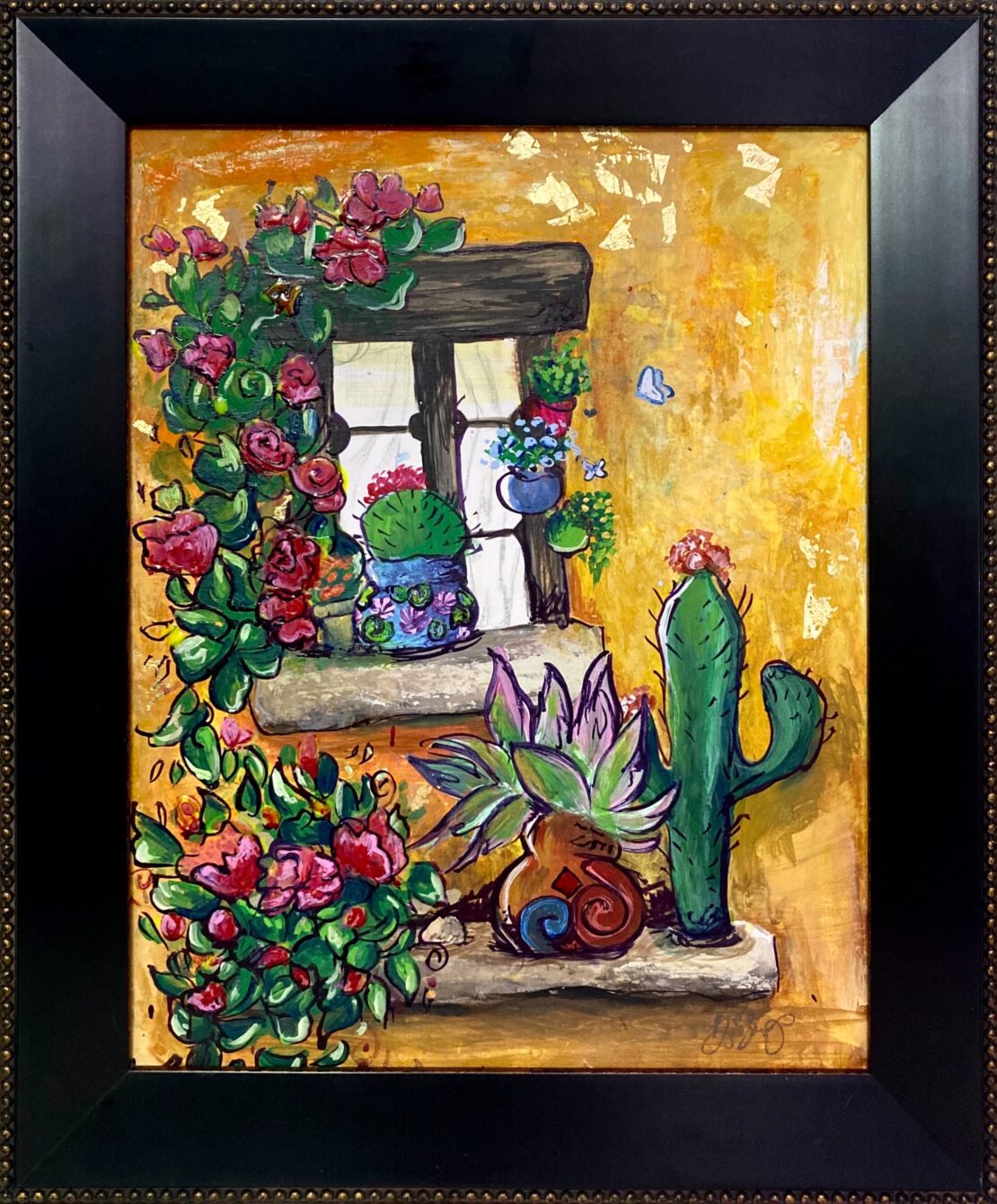 Cactus Window - Brittany Shipman - 17" x 14" - Mixed Media on Paper