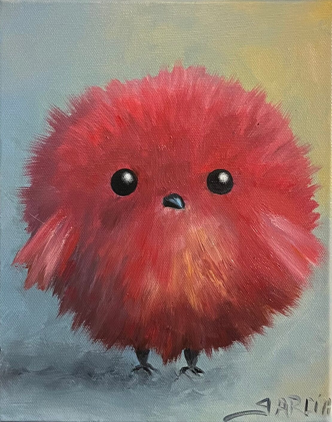 Red Fluffy - Antonio (Tony) Garcia - 10" x 8" - Oil on Canvas