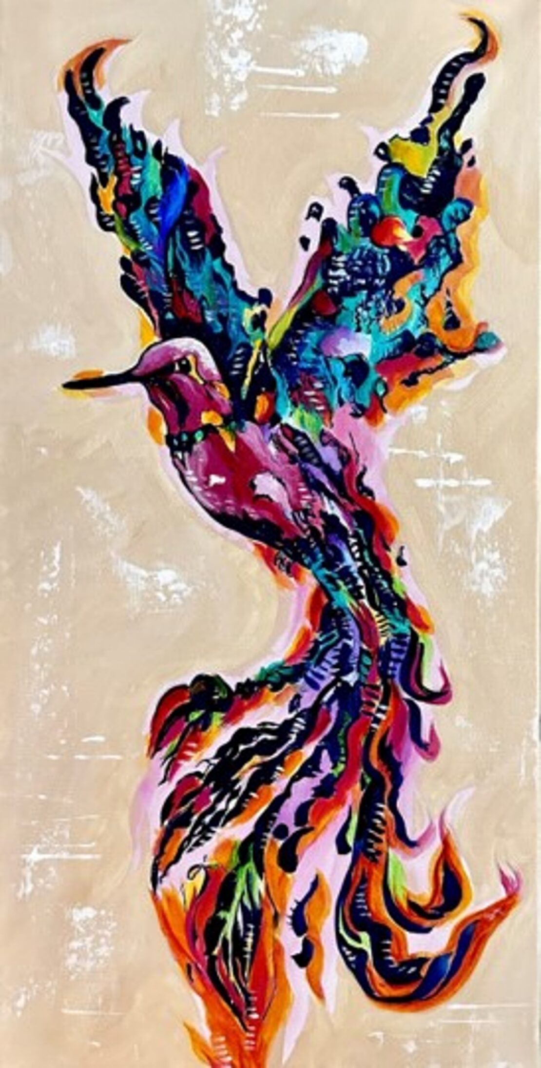 Phoenix Hummingbird - Jose Antonio Ayala - 20” x 10” - Acrylic on Canvas