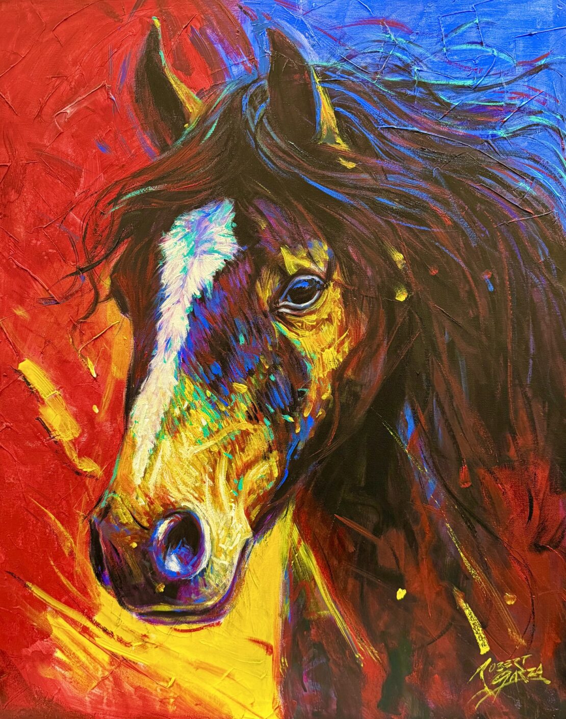 Wildfire Spirit - Robert Garza - 30” x 24” - Acrylic & Oil on Canvas