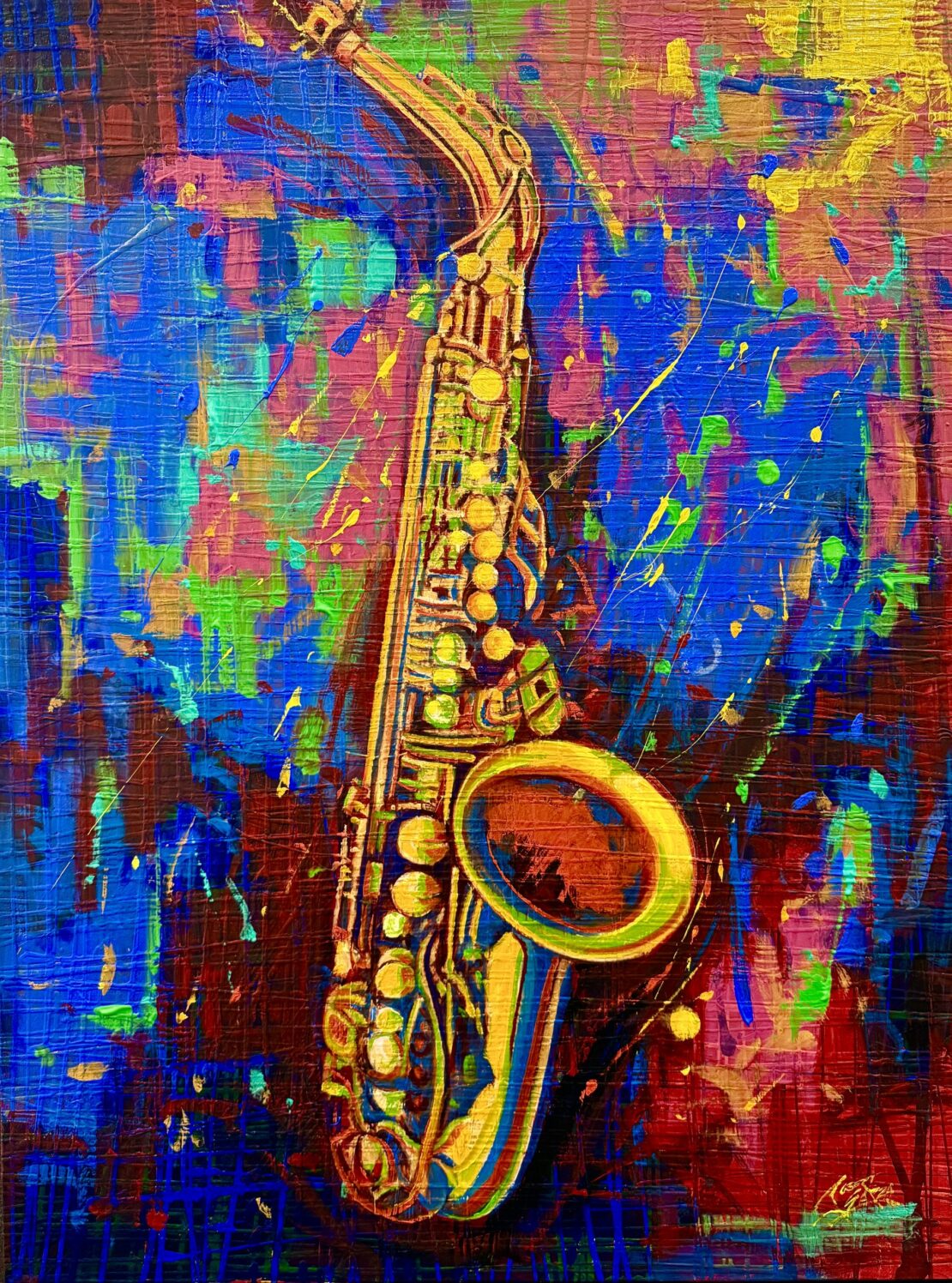 Passionate Melody - Robert Garza - 48" x 36" - Mixed Media on Canvas