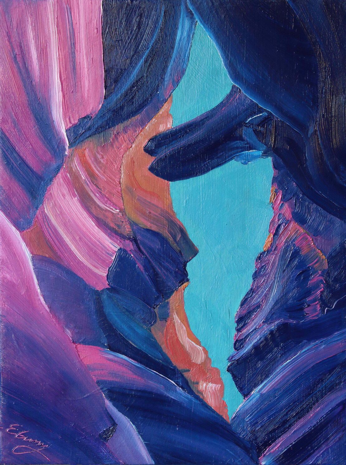 Blue Antelope Canyon - Evelyn Espinoza - 16" x 12" - Oil on Canvas