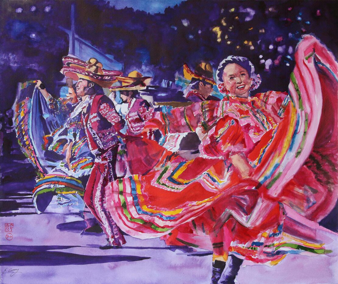 Fiesta del Rio Morado - Evelyn Espinoza - 17" x 21" - Watercolor on Paper