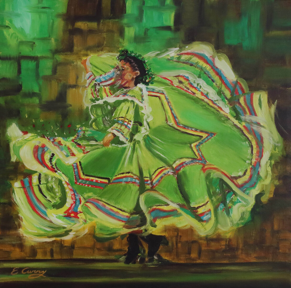 Fiesta del Rio Verde - Evelyn Espinoza - 15" x 15" - Oil on Canvas