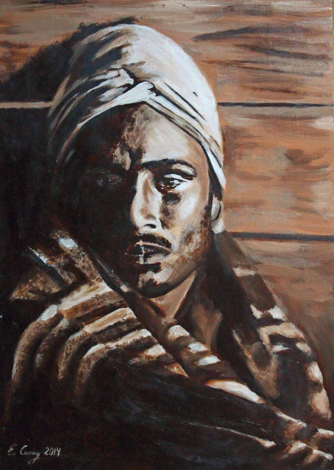 Man With Turban - Evelyn Espinoza - 14" x 11" - Oil on Canvas