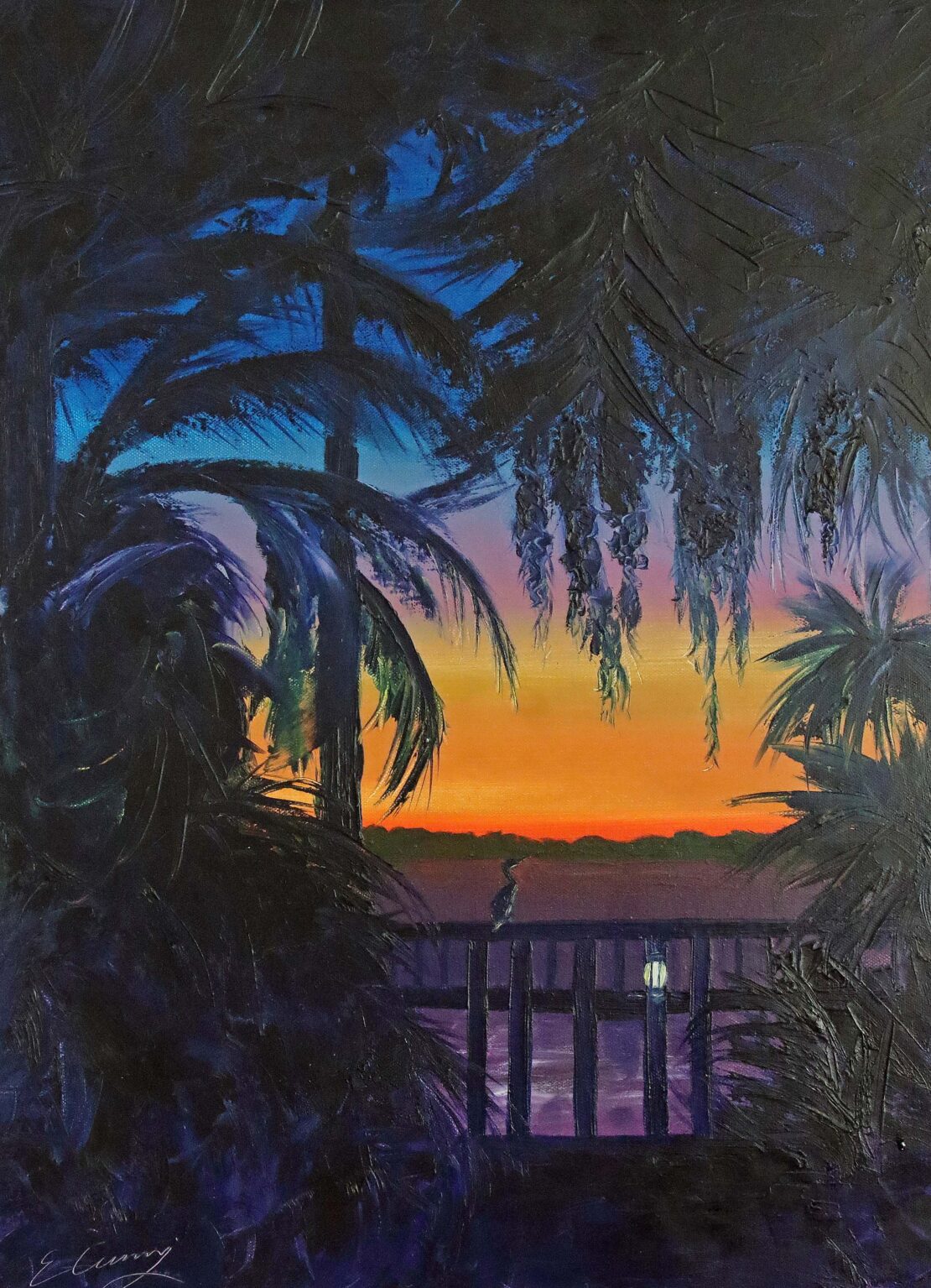 Royal Cormorant Sunset - Evelyn Espinoza - 24" x 18" - Oil on Canvas