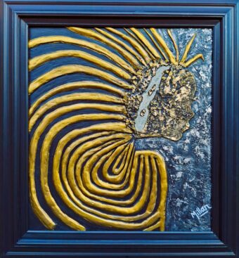 Indian Kattle - Leyhbert Millan Sharp - 34" x 31" - Mixed Media on Drywall