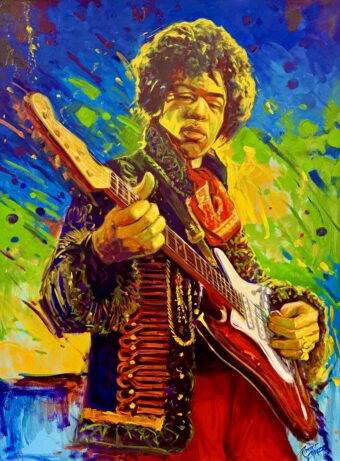 Jimi Hendrix Eclipse of Strings - Robert Garza - 40” x 30” - Oil & Acrylic on Canvas