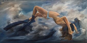 Skydiving - Joao Quiroz - 24" x 48" - Oil on Canvas