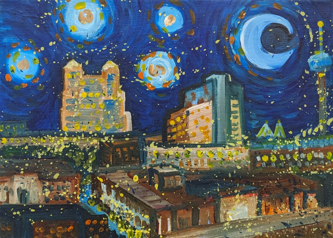 Starry Night Series 1 - Joao Quiroz - 12" x 9" - Acrylic on Canvas